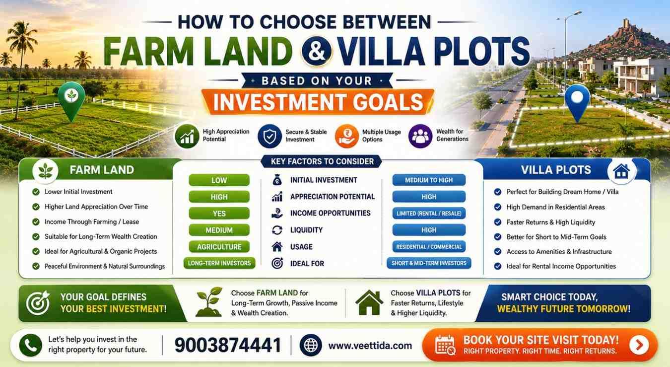 How to Choose Between Farm Land and Villa Plots Based on Your Investment Goals